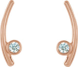 14K Gold Round Natural White Sapphire Bezel-Set Ear Climbers - Rose Gold - view 2
