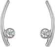 Platinum Round Natural Diamond Bezel-Set Ear Climbers