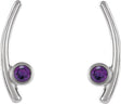 Platinum Round Natural Amethyst Bezel-Set Ear Climbers
