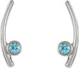 Platinum Round Natural Aquamarine Bezel-Set Ear Climbers