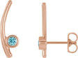 14K Gold Round Natural Aquamarine Bezel-Set Ear Climbers - Rose Gold
