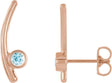14K Gold Round Natural Blue Zircon Bezel-Set Ear Climbers - Rose Gold