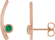 14K Gold Round Natural Emerald Bezel-Set Ear Climbers - Rose Gold