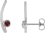 14K Gold Round Lab-Grown Ruby Bezel-Set Ear Climbers - White Gold