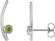 Platinum Round Natural Peridot Bezel-Set Ear Climbers