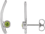 Platinum Round Natural Peridot Bezel-Set Ear Climbers