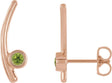 14K Gold Round Natural Peridot Bezel-Set Ear Climbers - Rose Gold