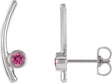 Platinum Round Natural Pink Tourmaline Bezel-Set Ear Climbers