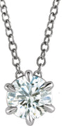 Platinum Round Natural White Sapphire Solitaire Necklace or Slide Pendant II