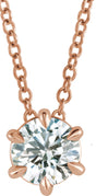 14K Gold Round Lab-Grown Diamond Solitaire Necklace or Slide Pendant - Rose Gold