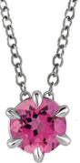 Platinum Round Natural Pink Tourmaline Solitaire Necklace or Slide Pendant II