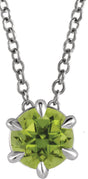 Platinum Round Natural Peridot Solitaire Necklace or Slide Pendant III
