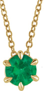 14K Gold Round Natural Emerald Solitaire Necklace or Slide Pendant III - Yellow Gold
