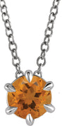 Platinum Round Natural Citrine Solitaire Necklace or Slide Pendant III