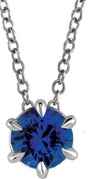 Platinum Round Natural Blue Sapphire Solitaire Necklace or Slide Pendant III