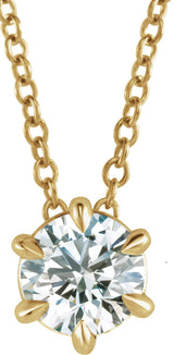 14K Gold Round Lab-Grown Diamond Solitaire Necklace or Slide Pendant - Yellow Gold