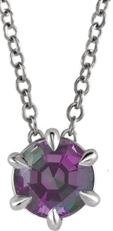 14K Gold Round Lab-Grown Alexandrite Solitaire Necklace or Slide Pendant II - White Gold