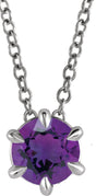 14K Gold Round Natural Natural Amethyst Solitaire Necklace or Slide Pendant