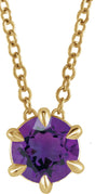 14K Gold Round Natural Amethyst Solitaire Necklace or Slide Pendant II - Yellow Gold