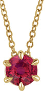 14K Gold Round Natural Ruby Solitaire Necklace or Slide Pendant II - Yellow Gold