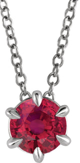 14K Gold Round Lab-Grown Ruby Solitaire Necklace or Slide Pendant III - White Gold