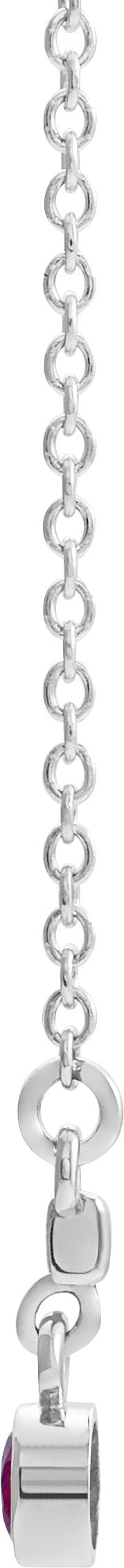 Platinum Round Natural Alexandrite Bezel-Set Bar Necklace III - view 2
