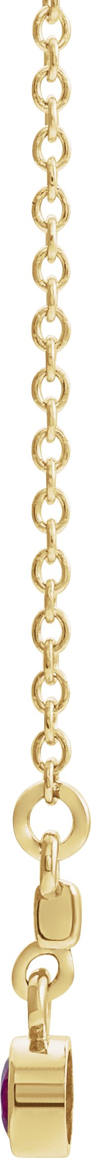 14K Gold Round Natural Alexandrite Bezel-Set Bar Necklace III - Yellow Gold - view 2