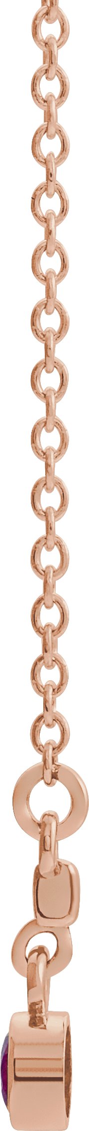 14K Gold Round Lab-Grown Alexandrite Bezel-Set Bar Necklace III - Rose Gold - view 2