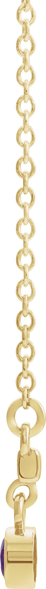 14K Gold Round Natural Amethyst Bezel-Set Bar Necklace III - Yellow Gold - view 2