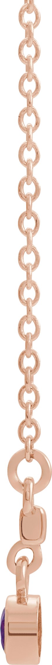 14K Gold Round Natural Amethyst Bezel-Set Bar Necklace III - Rose Gold - view 2