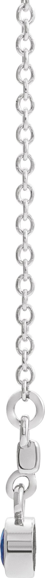 14K Gold Round Lab-Grown Blue Sapphire Bezel-Set Bar Necklace III - White Gold - view 2