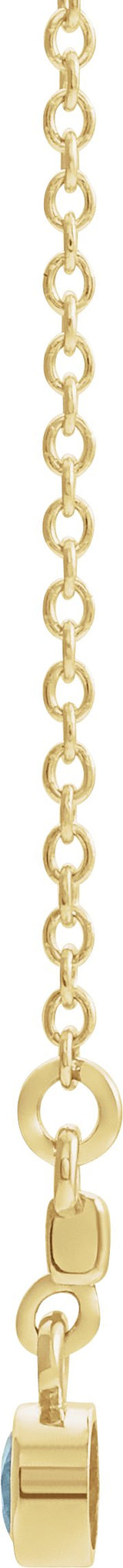 14K Gold Round Natural Blue Zircon Bezel-Set Bar Necklace III - Yellow Gold - view 2
