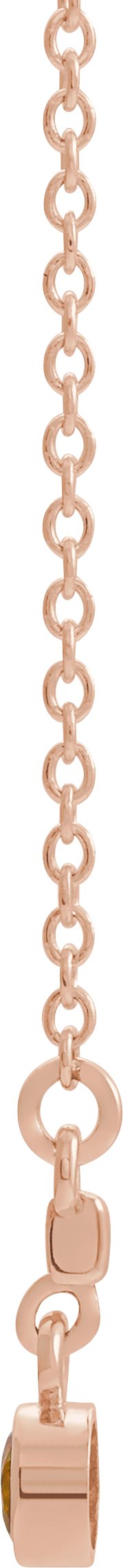 14K Gold Round Natural Citrine Bezel-Set Bar Necklace III - Rose Gold - view 2