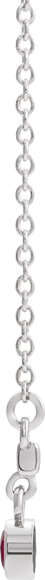 Platinum Round Natural Mozambique Garnet Bezel-Set Bar Necklace III - view 2