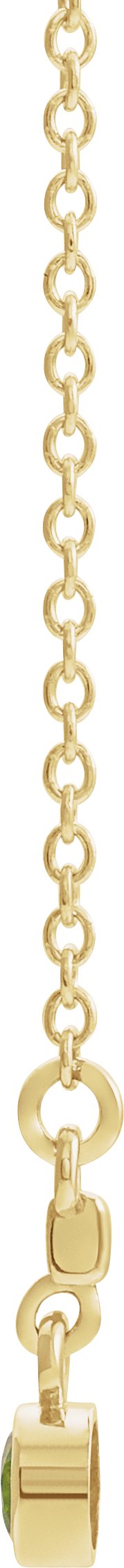 14K Gold Round Natural Peridot Bezel-Set Bar Necklace III - Yellow Gold - view 2