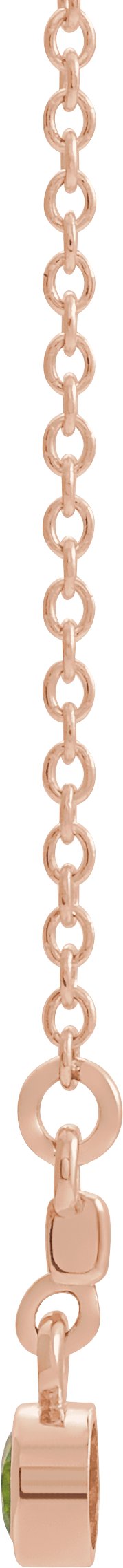 14K Gold Round Natural Peridot Bezel-Set Bar Necklace III - Rose Gold - view 2