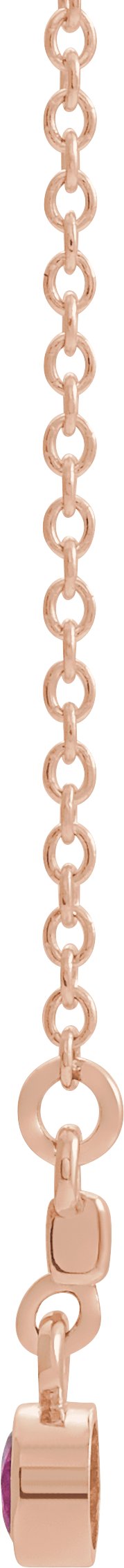 14K Gold Round Natural Pink Tourmaline Bezel-Set Bar Necklace III - Rose Gold - view 2