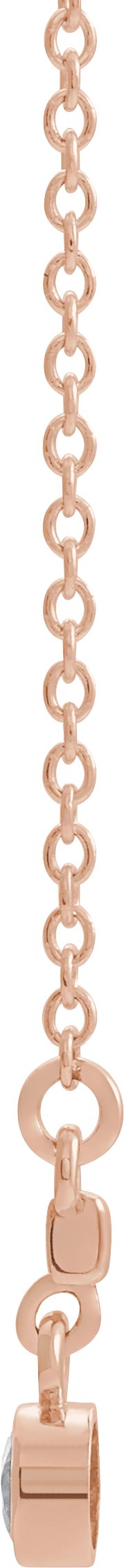 14K Gold Round Natural White Sapphire Bezel-Set Bar Necklace - Rose Gold - view 2
