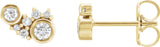14K Gold Round Natural Diamond Scattered Bezel-Set Earrings - Yellow Gold