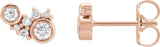 14K Gold Round Natural Diamond Scattered Bezel-Set Earrings - Rose Gold