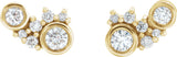 14K Gold Round Natural Diamond Scattered Bezel-Set Earrings - Yellow Gold - view 2