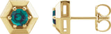 14K Gold Lab-Grown Alexandrite Round 3-Prong Geometric Earrings - Yellow Gold