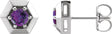 Platinum Natural Amethyst Round 3-Prong Geometric Earrings