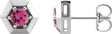 Platinum Natural Pink Tourmaline Round 3-Prong Geometric Earrings
