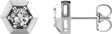 14K Gold Natural White Sapphire Round 3-Prong Geometric Earrings - White Gold