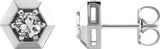 Platinum Natural White Sapphire Round 3-Prong Geometric Earrings