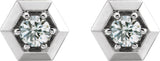 Platinum Natural Diamond Round 3-Prong Geometric Earrings – 4mm Stones - view 2