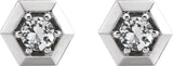 Platinum Natural White Sapphire Round 3-Prong Geometric Earrings - view 2