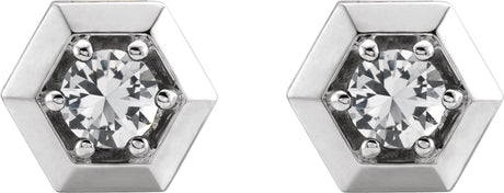 Platinum Natural White Sapphire Round 3-Prong Geometric Earrings - view 2