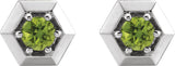 Platinum Natural Peridot Round 3-Prong Geometric Earrings - view 2